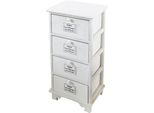 Milani Home - Mobiletto In Legno Con 4 Cassetti Cm 37 L X 28 P X 73 Hdi Colorebianco