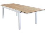Milanihome.It - Tavolo Rettangolare Allungabile In Alluminio Bianco E Polywood Marrone 200/300X100 Da Esterno Giardino, Per Ristorantedi Colorebianco