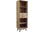 Milanihome.It - Libreria Scaffale Mobile Stile Moderno Di Design Rustico Country, 2 Cassetti 4 Ripiani, Legno Pino Massello Riciclato, Marrone, Per Arredamento Camera Da Letto Soggiorno Salotto, Cm 60X40X190 Hdi Coloremarrone