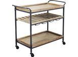 Milanihome.It - Carrello Con Ruote Industrial In Legno E Metallo Di Design Moderno Industrial Cm 87,3 X 42,5 X 77 Hdi Colorenero