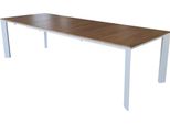 Milanihome.It - Tavolo Da Giardino In Alluminio Allungabile 215/280X100 Effetto Legno Di Design Per Esterno Giardino Di Colorebianco