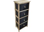 Milani Home - Mobiletto In Legno Con 4 Cassetti Cm 34 L X 25 P X 77 Hdi Colorenero