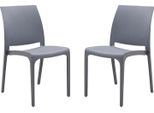 Milanihome.It - Set Di 2 Sedie Poltrone Da Giardino In Plastica Design Moderno Colorata Grigio Chiarodi Coloregrigio Chiaro