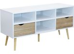 Milanihome.It - Porta Tv Mobile Moderno Di Design Moderno Stile Minimalista Colore Bianco, Cm 117X39X58 Hdi Colorebianco