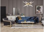 Set Soggiorno Moderno Beige Divano 4 Posti Poltrona Poltrona Tessile Soggiorno
