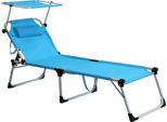 Milanihome.It - Brandina Pieghevole Lettino Sdraio Alta In Alluminio Con Tettuccio Per Campeggio Spiaggia Mare Piscina Giardinodi Coloreazzurro