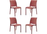 Milanihome.It - Set Di 4 Sedie Poltrone Da Giardino In Plastica Design Moderno Colorata Rossodi Colorerosso