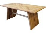 Milanihome.It - Tavolo Da Pranzo In Legno Massiccio Di Design Moderno Industrial Cm 180 X 95 X 76 Hdi Coloremarrone