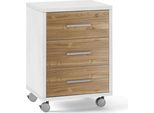 Milanihome.It - Cassettiera Per Ufficio 3 Cassetti Con Ruote Di Design Moderno Cm 51 L X 41 P X 71 Hdi Coloremarrone