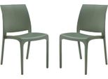 Milanihome.It - Set Di 2 Sedie Poltrone Da Giardino In Plastica Design Moderno Colorata Verdedi Coloreverde