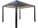 Milanihome.It - Pergola Bioclimatica Motorizzata Con Led In Alluminio Di Design Per Esterno Giardino Cm 400 L X 400 P X 250 Hdi Coloregrigio Scuro