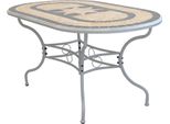 Milanihome.It - Tavolo Ovale Fisso In Ferro 160X90 Piano In Mosaico Per Esterno Giardino, Portico, Ristorante, Gelateria Bar Hotel Albergodi Coloretortora