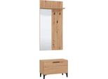 Set Mobile Ingresso Appendiabiti Con Specchio E Contenitore Di Design Moderno Industrial Cm 67,4 X 34,8 X 200 H