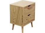 Milani Home - Comodino Stile Scandinavo Cm 40 L X 30 P X 50,5 Hdi Coloremarrone Chiaro