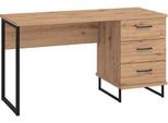 Scrivania Moderna Con 3 Cassetti Colore Rovere Di Design Moderno Industrial Cm 137,5 X 56 X 75 H