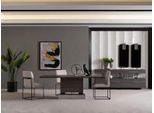 Set Da Pranzo Tavolo Da Pranzo Di Alta Qualità 4 Sedie Credenza Specchio Moderno 7 Pezzi Legno Grigio