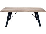 Milanihome.It - Tavolo Da Pranzo Moderno Di Design Massello Cm 250X100 Struttura Nera Piano Naturale Per Sala Da Pranzo Ristorantedi Coloremarrone