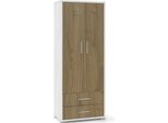 Milanihome.It - Armadio Moderno Con Due Ante E Due Cassetti Di Design Moderno Cm 71 L X 41 P X 182 Hdi Coloremarrone