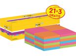 Post-It® Super Sticky Notes - Vari Colori - 76 Mm X 76 Mm - 90 Foglietti/Pad - 21 Pezzi + 3 In Omaggio