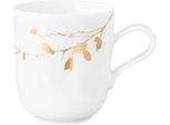Tazza Da Caffè - Bianco - Giallo Oro - 400 Ml - Porcellana - Motivo Floreale