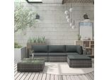 vidaXL Lounge Set mit Kissen 5-teiliges Gartenmöbel-Set Gartenmöbel-Set Lounge-Gartenmöbel-Set Möbel-Set Möbel-Sets Möbel-Sets Poly Rattan Grau