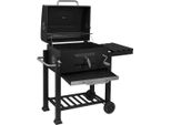 Woltu Cpz8135Sz Barbecue A Carbonella Vassoio Per Carbonella Regolabile In Altezza Barbecue Con Ruote 113 X 45,5 X 100 Cm Barbecue Per Giardino, Campeggio, Nero