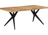 The Living Store Tavolo Da Pranzo Nero 180X90X77 Cm In Legno Massiccio Di Acacia