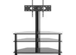 Scaffale Tv Rfiver, Tavolo Tv In Vetro, Supporto Tv Per Televisori Da 32-70 Pollici, Mobile Angolare Tv, Mobile Tv Con Struttura In Vetro Temperato
