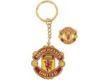 Manchester United Fc - Set Di Portachiavi E Distintivi TA12317 (Taglia Unica) (Rosso/Giallo)