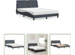 The Living Store Letto Con Materasso Grigio Scuro 120X200 Cm In Velluto