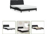 The Living Store Letto Con Materasso Nero 120X200 Cm In Velluto