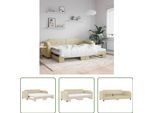 The Living Store Lettino Allungabile Con Materassi Panna 90X200 Cm In Tessuto