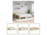 The Living Store Lettino Allungabile Con Materassi Panna 90X200 Cm In Tessuto