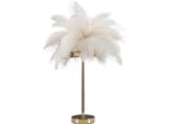 Mauro Ferretti Lampada Da Tavolo Palma 2 Luci E14 Ø 40X55 Cm Oro Bianco
