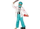 Dottore Zombie Halloween Bambini Costume Dottore Horror Spaventoso Vestito Chirurgo Casa Infestata Camice Medico, Taglia: 140/146 Colore: Blu