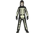 Scheletro Halloween Costume Party Divertimento Con Cappuccio Tuta Corpo Completo Misterioso Mondo Spaventoso Notte Party Halloween Scheletro, Dimensioni: 98/104 Colore: Nero
