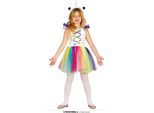 Costume Da Fiaba Unicorno Bambini Arcobaleno Glitter Carnevale Fantasia Mondo Dei Sogni Magia Colorata Creatura Magica Abito Fascia Avventura, Taglia: 110/116 Colore: Bianco