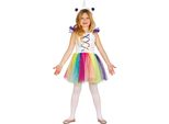 Costume Da Fiaba Unicorno Bambini Arcobaleno Glitter Carnevale Fantasia Mondo Dei Sogni Magia Colorata Creatura Magica Abito Fascia Avventura, Taglia: 98/104 Colore: Bianco