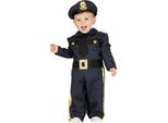 Costume Carnevale Poliziotto Bambino Tuta Blu Cappello Giallo Design Adorabile Carnevale Divertimento Festivo Piccola Protezione Personaggio Fiabesco Avventura, Taglia: 74/80 Colore: Blu