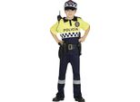 Polizia Carnevale Cappello Cintura Uniforme Blu Divertimento Avventura Fantasia Ruolo, Taglia: 140/146 Colore: Nero