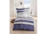 Kaeppel Maco Satin Biancheria Da Letto A Righe Aquarello Navy 155X220 Cm + 80X80 Cm