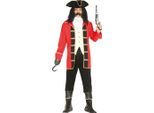 Avventura Pirata Capitano Carnevale Elegante Mostro Marino Costume Party Classico Rapinatore Costume Party Nobile Oceano Abito Pirata Sera, Taglia: 52 - 54 (L) Colore: Rosso