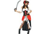 Pirata Avventuriera Costume Di Carnevale Tricorno Corsaro Marinaio Cappotto Avventura, Taglia: 44 - 46 (Xl) Colore: Nero