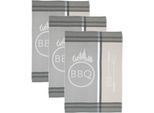 Geschirrtuch ROSS BBQ, grau (grau, beige), B:50cm L:70cm, 100% Baumwolle, Geschirrtücher, Geschirrtuch, Motivtuch, aus 100% Baumwolle
