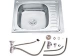 Lavello Da Cucina In Acciaio Inox 60×50 Cm Lavello Da Incasso A Sinistra Con Sgocciolatoio, Sifone