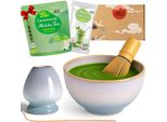 Set Cerimonia Del Tè Matcha "Moya"" Con Ciotola, Frustino, Supporto E Polvere Di Matcha + Latte Al Cocco – Set Giapponese Per Principianti"