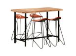 The Living Store Set Da Bar 5 Pezzi In Legno Massiccio Di Palissandro E Vera Pelle