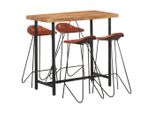 The Living Store Set Da Bar 5 Pezzi In Legno Massiccio Di Palissandro E Vera Pelle
