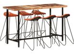 The Living Store Set Da Bar 7 Pezzi In Legno Massiccio Antico E Vera Pelle
