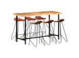 The Living Store Set Da Bar 7 Pezzi In Legno Massiccio Di Palissandro E Vera Pelle